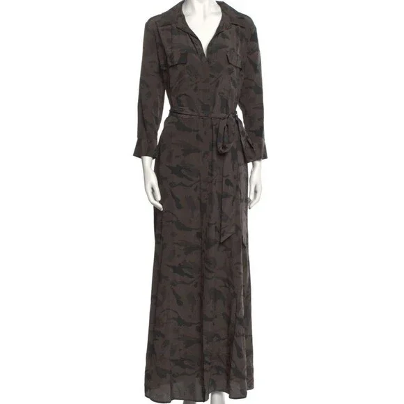 L Agence Button Front 3/4 Sleeve Abstract Silk Dress Purple Size M Designer Luxe - Picture 3 of 16